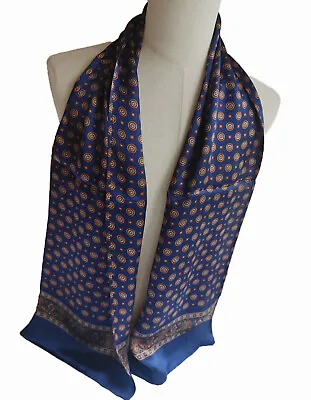 100 Silk Paisley Long Scarf  Men Neckerchief Blue Cravat For Suit Shirt • $16.99