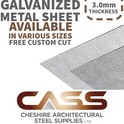 3.0mm GALVANIZED METAL SHEET - VARIOUS SIZES AVAILABLE - FREE CUSTOM CUT • £7.45