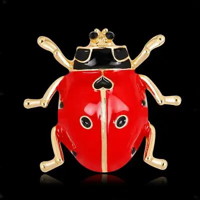 Unusual Jewelry Enamel Crystal Insect Ladybug Brooch Pin Clothing • £5.82