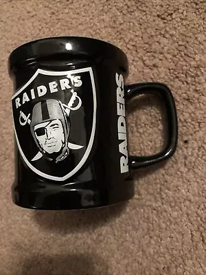 Oakland Raiders Black Ceramic Coffee Mug 3D Raised Logo Official Lic NFL Sticker • $15.95
