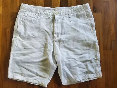 MASSIMO DUTTI Mens Chino Shorts 36 Linen Cotton White MINT • $8