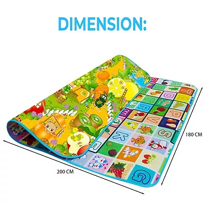 2 Side 200x180cm Kids Crawling Soft Foam Educational Game Play Mat Picnic Carpet • £9.29