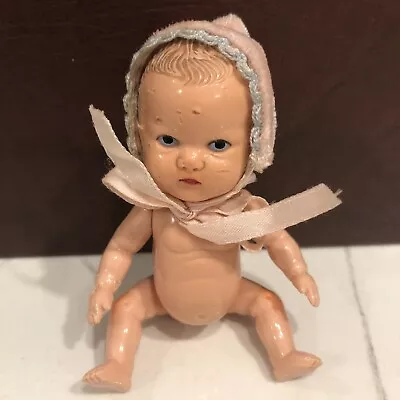 Vintage HOLLYWOOD DOLLS Company 1950's  4 1/2 In Hard Plastic Jointed BABY DOLL • $30