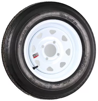 Trailer Tire On Rim 530-12 5.30-12 5.30x12 In. LRB 4 Bolt Hole White Spoke Wheel • $77.96