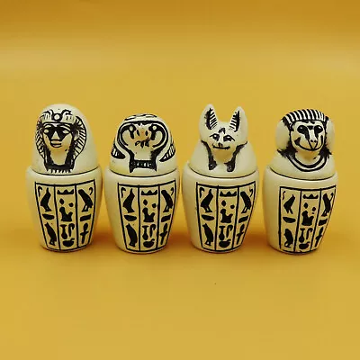 Antique Collection Set Of 4 Egyptian Ancient Canopic Jars Organs Storage Statues • £22.19