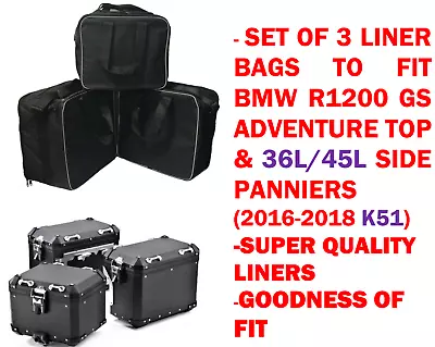 Pannier Liner Bags & Top Box Bag For Bmw R1200gs Adventure 2016-2021 Lc K51 • $48.08