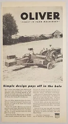 1956 Print Ad Oliver Tractor Pulls Model 50 Twine-Tie Baler ChicagoIllinois • $17.08