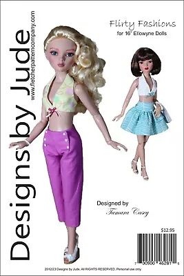 Flirty Fashions Doll Clothes Sewing Pattern For Ellowyne Wilde Dolls Tonner • $12.95