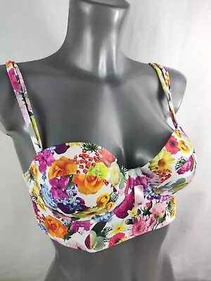 NEW Boux Avenue Multi Milano Digi Floral Longline Swim Bra Floral 34B 34DD • £13.99