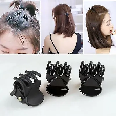 15 Mini Hair Claw Clips Clamps Small 1CM Plastic Black Hair Clip Grips Pins UK • £2.61