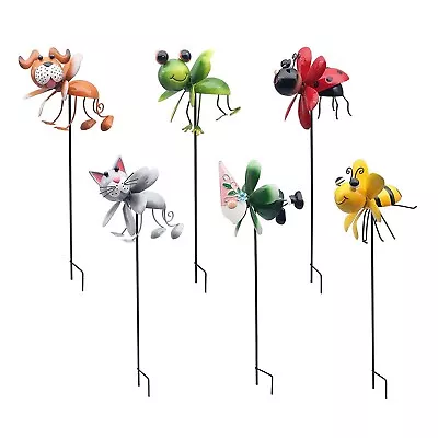 Bright Eyes Garden Stakes Lawn Plant Support With Multicoloured Ornament Statues • £13.50