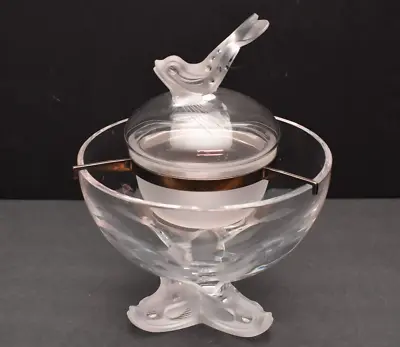 LALIQUE France Signed Crystal IGOR Fish Pattern 4 Piece Caviar Set Bowl Frosted • £903.75