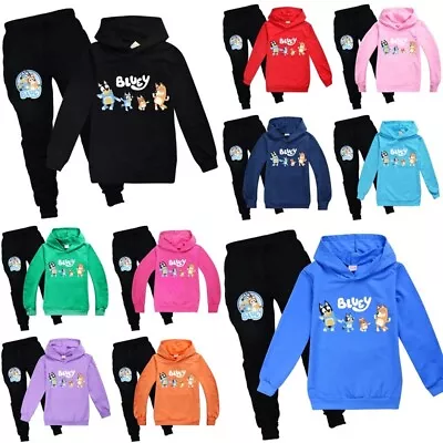 Kids Bingo Bluey Print Hoodie Trousers Suits Boys Hoody Pants Tracksuit 2-14Y UK • £19.96