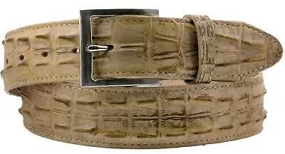 Mens Crocodile Tail Belt Print Leather Western Rustic Sand Buckle Cinto Rancho • $34.99