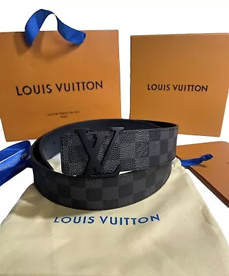 Louis Vuitton LV Initiales Belt - 40 Inch - Black (M9808) • $300