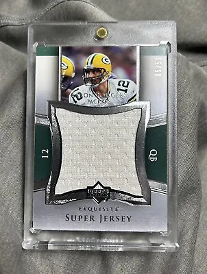 2005 Upper Deck Exquisite Super Jersey Patch Aaron Rodgers Rookie /50 GAME USED • $750