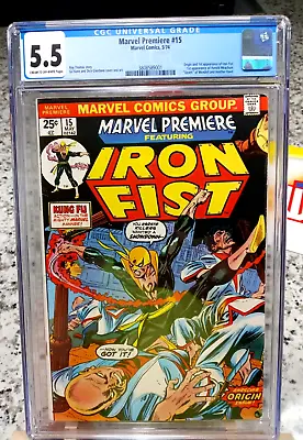 Marvel Premiere #15 - CGC 5.5 (1974 Marvel Comics) 1st App & Origin Iron Fist • $199.99