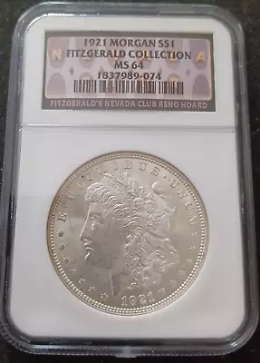 1921 $1 Morgan Silver Dollar From The Fitzgerald Collection NGC MS64 • $50