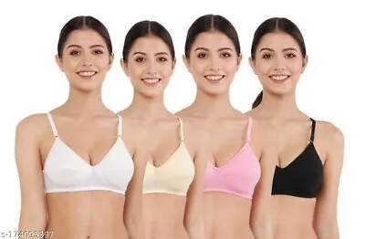 Bra Pack Of 4 Bra Sets Women's Bras Cotton Bra Padded Bras Wired Free Girls Bra • $22.25