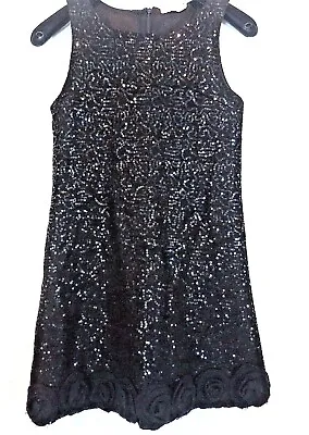 Monnalisa Black Tank Sequin Pageant Party Dress Crochet Hem  134 9  • $42.49