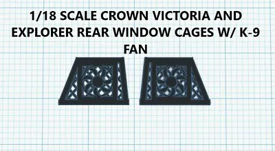 1/18 Crown Victoria/Explorer K-9 Window Cages W/ Fan Police Diorama Diecast • $5.50