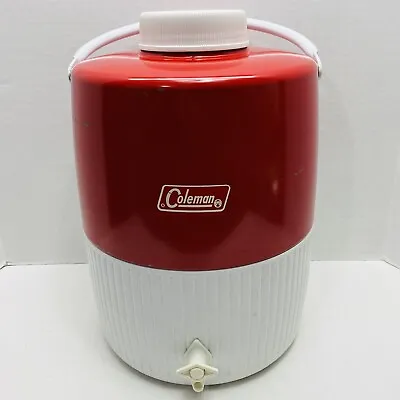 Vintage Coleman 2 Gallon Insulated Jug Red Picnic Camping Water Cooler W/ Cup • $24.99