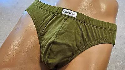 Mens Calvin Klein Pure Smooth Cotton Lycra Luxury Green Hip Briefs M Nwot • £8.99