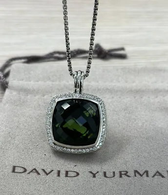 David Yurman Silver Albion 20mm Prasiolite & Diamond Pendant Necklace 18  • $264