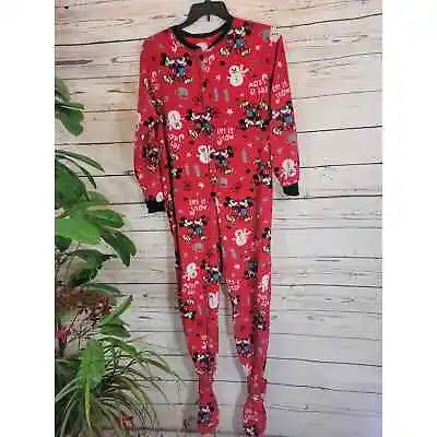 $16 • Buy Disney Christmas Mickey Mouse Footed Pajamas One Piece Blanket Soft Plush Large
