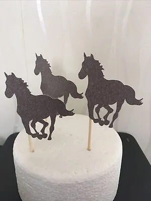 3 Horses Cake Toppers Birthday Cake Decoration Pony Cake • £3.59
