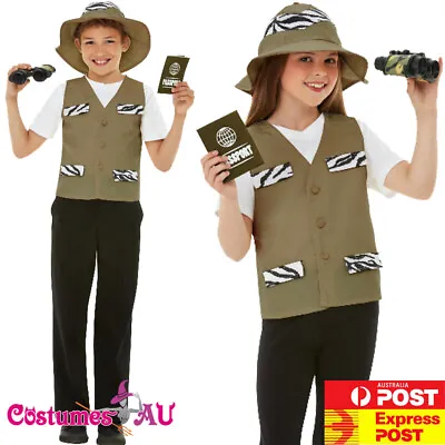 Child Jungle Explorer Costume Kit Boys Girls Kids Safari Book Week Zoo Keeper • $33.24