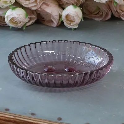 £9.50 • Buy Vintage Antique Style Oval Glass Soap Dish - Heather Pink