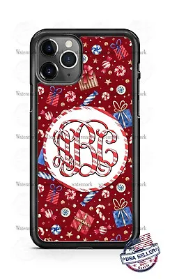 Christmas Candy Cane Monogram Phone Case For IPhone 12 Samsung S20PLUS Google 4 • $17.98