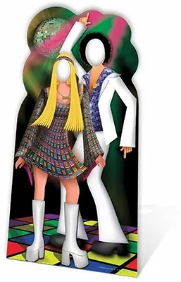 DISCO COUPLE STAND- IN LIFESIZE CARDBOARD CUTOUT 1970s 1980s Party Decoration • £39.99