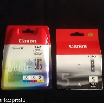 Canon Multi Pk 4 X Original OEM Ink Cartridges PGI-5Bk CLI-8C CLI-8M CLI-8Y • £68.99