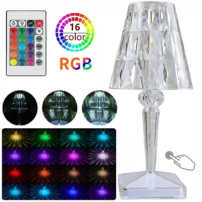 LED Crystal Table Lamp RGB Night Light Touch Diamond Desk Lamp W/ Remote Control • $14.90
