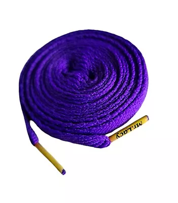 Mr Lacy Flattie Violet / Yellow Laces 130cm / 10mm / 5 - 6 Rows DEFECT TIPS • £4.06