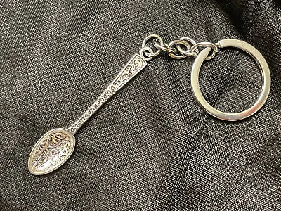 Tiny Spoon Keychain Silver Metal 3.5in Mini Detachable Scooping Key Ring Pendant • $6.99