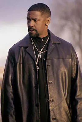 Training Day Denzel Washington Black Genuine Sheep Leather Jacket Coat For Men • $91.48