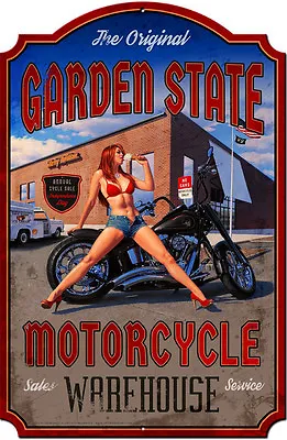 Garden State Motorcycle Plasma Cut Greg Hildebrandt Pin Up Metal Sign • $49.95