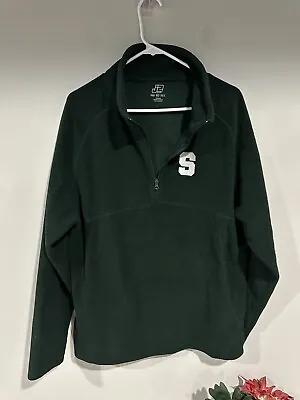 Michigan State Sweatshirt Size Medium Men’s Fleece 1/4 Zip Pullover Green MSU • $11.99