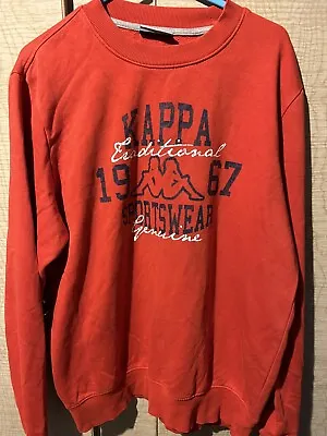 Kappa Red Sweater Jumper Sportswear  Size M Large Logo Pullover Sweatshirt • £13