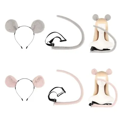 Mouse Wolf Cosplay Costume Ears Tail Set Mouse Ear Headband With Tail • $9.83