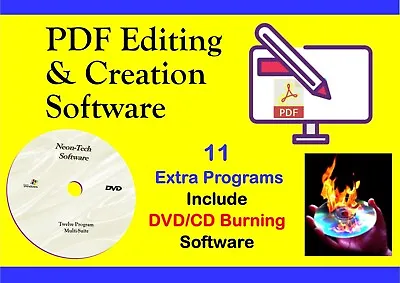 £4.90 • Buy PDF Editor Software Editing Reader Convertor & 12 Extra Software Programs
