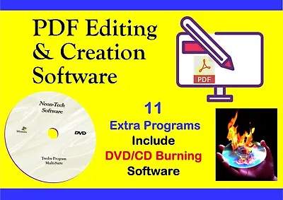 PDF Editor Software Editing Reader Convertor & 12 Extra Software Programs • £4.90