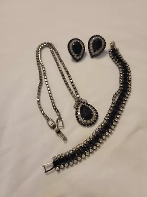 Black & Clear Rhinestone Jewelry Lot  Vintage • $16.50