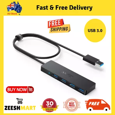 Anker 4-Port USB 3.0 Hub Ultra-Slim Data USB Hub With 2 Ft Extended Cable NEW AU • $31.19