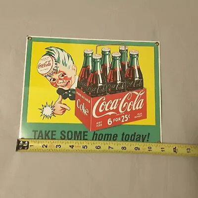 Vintage Heavy Porcelain Metal Coca Cola Coke Advertising Sign 12-3/4” X 10-1/2” • $60