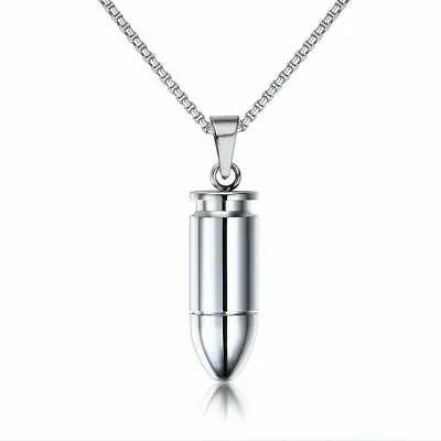 £9.99 • Buy Unisex Silver Stainless Steel Army Military Bullet Pendant Ball Chain Necklace