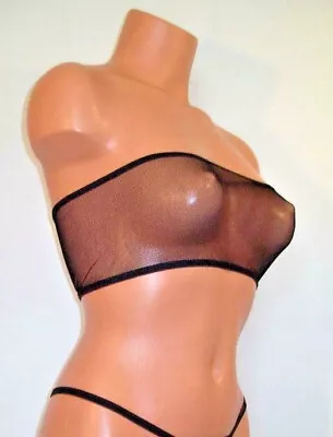 Ayja Designs Black Very Sheer Spandex Micro Mesh Tube Top Lingerie Sunwear  • $7.20